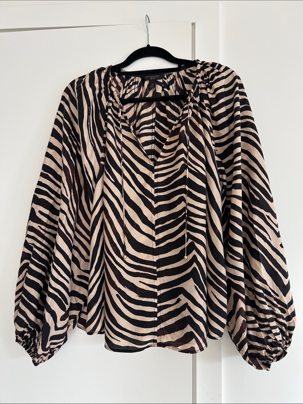 Banana Republic Semi Sheer Silk blouse zebra print | Brown/tan